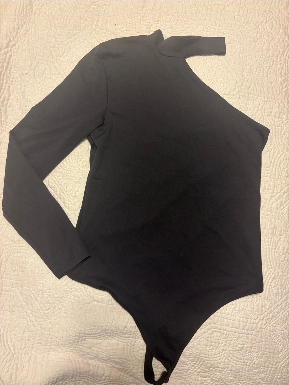 Abercrombie & Fitch Black Long-Sleeve Asymmetric Mock Neck Bodysuit